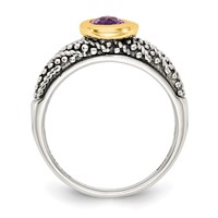 Shey Couture Sterling Silver with 14K Accent Antiqued Oval Bezel Amethyst Ring view 2