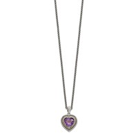 Shey Couture Sterling Silver Necklace with 14K Accent Antiqued Amethyst Heart, 18" view 2
