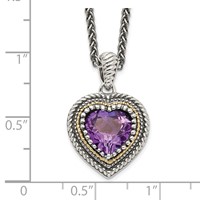Shey Couture Sterling Silver Necklace with 14K Accent Antiqued Amethyst Heart, 18" view 3