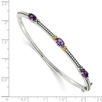 Shey Couture Sterling Silver Bangle with 14K Accent Antiqued Oval Amethyst Hinged view 3