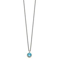 Shey Couture Sterling Silver Necklace with 14K Accent Antiqued Round Blue Topaz, 18" view 2