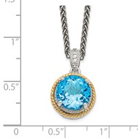 Shey Couture Sterling Silver Necklace with 14K Accent Antiqued Round Blue Topaz, 18" view 3