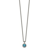 Shey Couture Sterling Silver Necklace with 14K Accent Antiqued Round Blue Topaz, 18" view 2