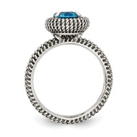 Shey Couture Sterling Silver Ring with 14K Accent Antiqued Round Blue Topaz view 2