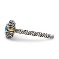 Shey Couture Sterling Silver Ring with 14K Accent Antiqued Round Blue Topaz view 3