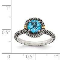 Shey Couture Sterling Silver Ring with 14K Accent Antiqued Round Blue Topaz view 4
