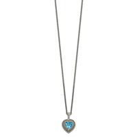 Shey Couture Sterling Silver Necklace with 14K Accent Antiqued Light Swiss Blue Topaz Heart, 18" view 2