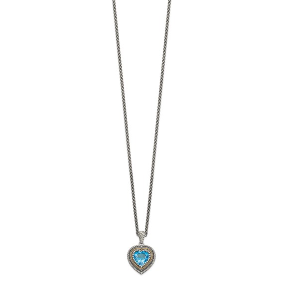 Sterling Silver w/14k Heart Gemstone Necklaces