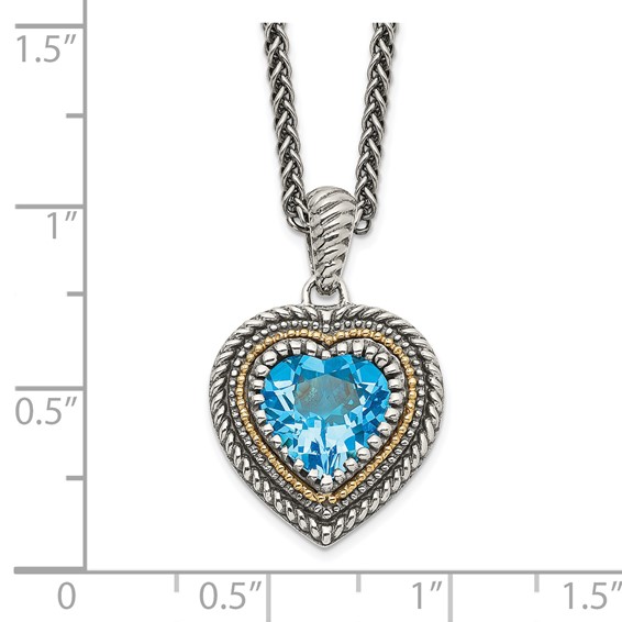 Sterling Silver w/14k Heart Gemstone Necklaces
