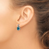 Shey Couture Sterling Silver Earrings with 14K Accent Antiqued Oval London Blue Topaz Post Dangle view 3
