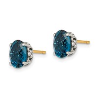 Shey Couture Sterling Silver Earrings with 14K Accent Antiqued Oval London Blue Topaz Post view 2