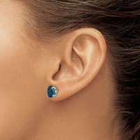 Shey Couture Sterling Silver Earrings with 14K Accent Antiqued Oval London Blue Topaz Post view 3