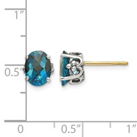 Shey Couture Sterling Silver Earrings with 14K Accent Antiqued Oval London Blue Topaz Post view 4