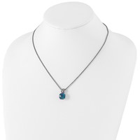 Shey Couture Sterling Silver Necklace with 14K Accent Antiqued Cushion London Blue Topaz, 18" view 4