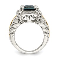 Shey Couture Sterling Silver Ring with 14K Accent Antiqued London Blue Topaz and Diamond view 2