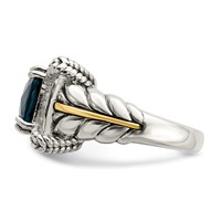 Shey Couture Sterling Silver Ring with 14K Accent Antiqued London Blue Topaz and Diamond view 3