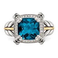 Shey Couture Sterling Silver Ring with 14K Accent Antiqued London Blue Topaz and Diamond view 5