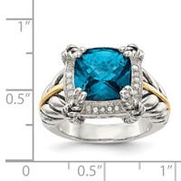 Shey Couture Sterling Silver Ring with 14K Accent Antiqued London Blue Topaz and Diamond view 4