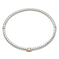 Shey Couture Sterling Silver Bangle with 14K Accent London Blue Topaz Hinged view 2