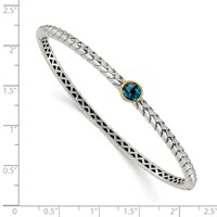 Shey Couture Sterling Silver Bangle with 14K Accent London Blue Topaz Hinged view 3
