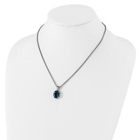 Shey Couture Sterling Silver Necklace with 14K Accent Antiqued Oval London Blue Topaz Oval, 18" view 4