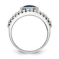 Shey Couture Sterling Silver Ring with 14K Accent Antiqued Checkerboard Cushion London Blue Topaz view 2
