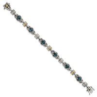 Shey Couture Sterling Silver Bracelet with 14K Accent Antiqued Round London Blue Topaz, 7.25" view 2