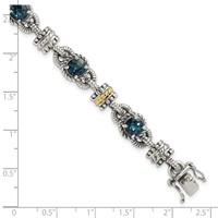 Shey Couture Sterling Silver Bracelet with 14K Accent Antiqued Round London Blue Topaz, 7.25" view 4