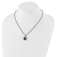 Shey Couture Sterling Silver Necklace with 14K Accent Antiqued CushionLondon Blue Topaz, 18" view 4