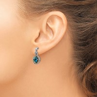 Shey Couture Sterling Silver Earrings with 14K Accent Antiqued Cushion London Blue Topaz Post Dangle view 3