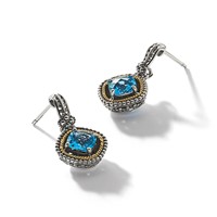 Shey Couture Sterling Silver Earrings with 14K Accent Antiqued Cushion London Blue Topaz Post Dangle view 5