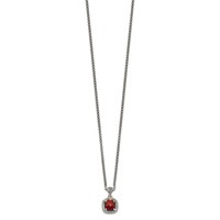 Shey Couture Sterling Silver with 14K Accent 18 Inch Antiqued Checkerboard Bezel Garnet Necklace view 2