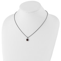 Shey Couture Sterling Silver with 14K Accent 18 Inch Antiqued Checkerboard Bezel Garnet Necklace view 4