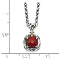 Shey Couture Sterling Silver with 14K Accent 18 Inch Antiqued Checkerboard Bezel Garnet Necklace view 3