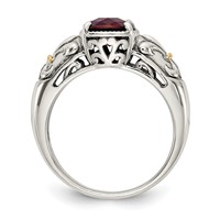 Shey Couture Sterling Silver Ring with 14K Accent Antiqued Cushion Checkerboard Garnet view 2