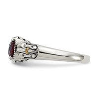 Shey Couture Sterling Silver Ring with 14K Accent Antiqued Cushion Checkerboard Garnet view 3