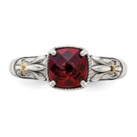 Shey Couture Sterling Silver Ring with 14K Accent Antiqued Cushion Checkerboard Garnet view 5