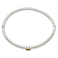 Shey Couture Sterling Silver Bracelet with 14K Accent Antiqued Round Bezel Garnet Bangle view 2