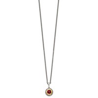 Shey Couture Sterling Silver Necklace with 14K Accent Antiqued Checkerboard Round Bezel Garnet, 18" view 2