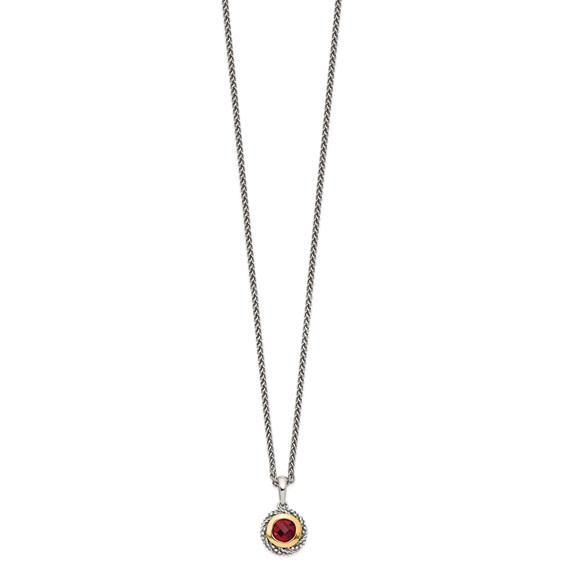 Sterling Silver w/14k Circle Gemstone Necklace