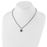 Shey Couture Sterling Silver Necklace with 14K Accent Antiqued Checkerboard Round Bezel Garnet, 18" view 4