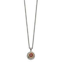 Shey Couture Sterling Silver Necklace with 14K Accent Antiqued Round Garnet, 18" view 2