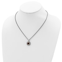Shey Couture Sterling Silver Necklace with 14K Accent Antiqued Round Garnet, 18" view 4