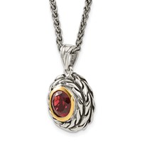 Shey Couture Sterling Silver Necklace with 14K Accent Antiqued Round Garnet, 18" view 5