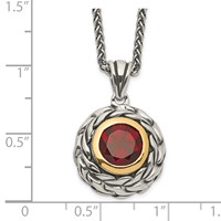 Shey Couture Sterling Silver Necklace with 14K Accent Antiqued Round Garnet, 18" view 3