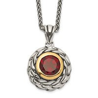 Shey Couture Sterling Silver Necklace with 14K Accent Antiqued Round Garnet, 18" view 1