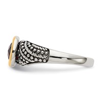 Shey Couture Sterling Silver Ring with 14K Accent Antiqued Round Bezel Garnet view 3
