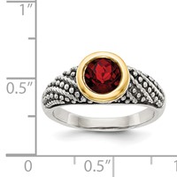 Shey Couture Sterling Silver Ring with 14K Accent Antiqued Round Bezel Garnet view 4