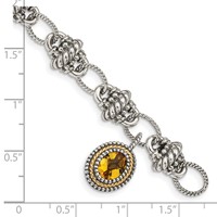 Shey Couture Sterling Silver Bracelet with 14K Accent Antiqued Oval Citrine, 7.75" view 3