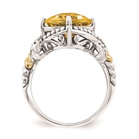 Sterling Silver W 14ky Citrine Cushion Ring view 2